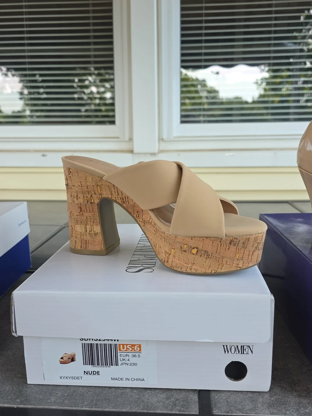 Women’s Nude Cork Platform Slide Heels